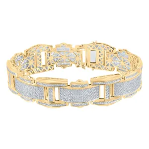 10kt Yellow Gold Men's Diamond Link Bracelet - 4-1/2 Cttw
