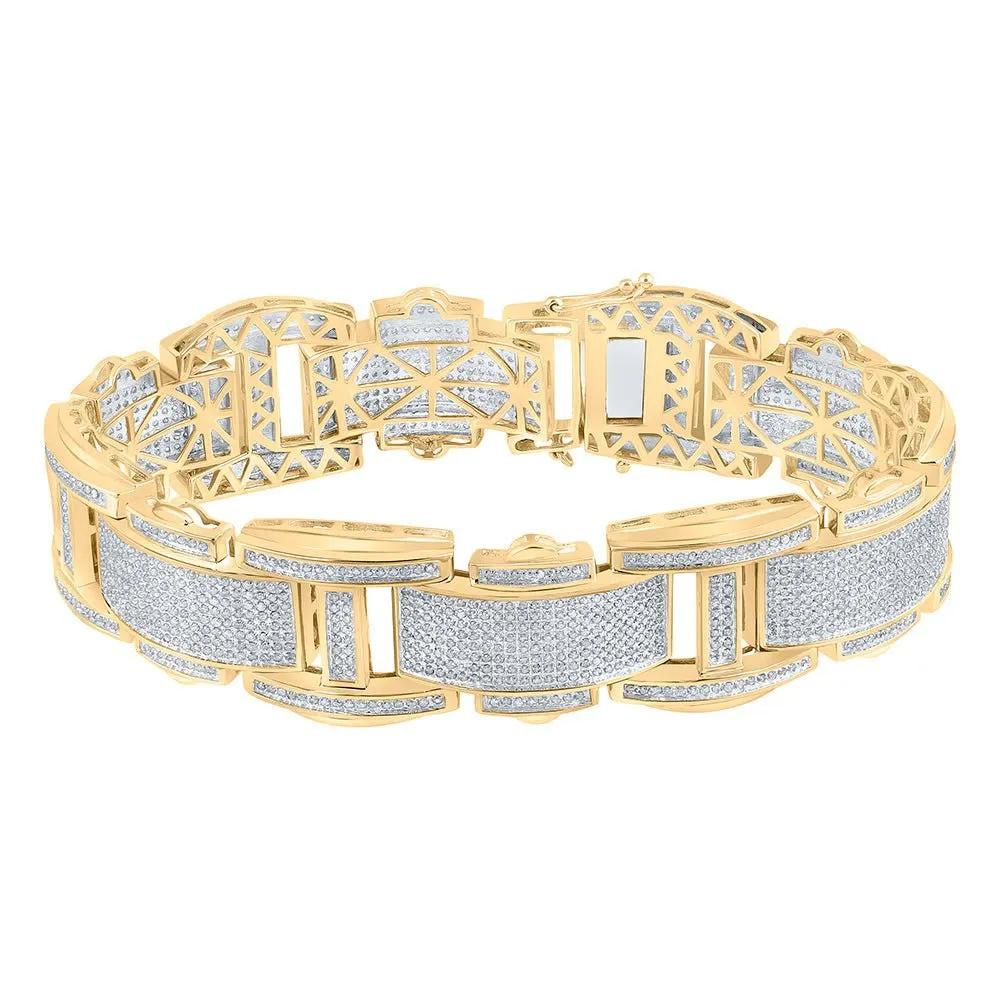 10kt Yellow Gold Men's Diamond Link Bracelet - 4-1/2 Cttw