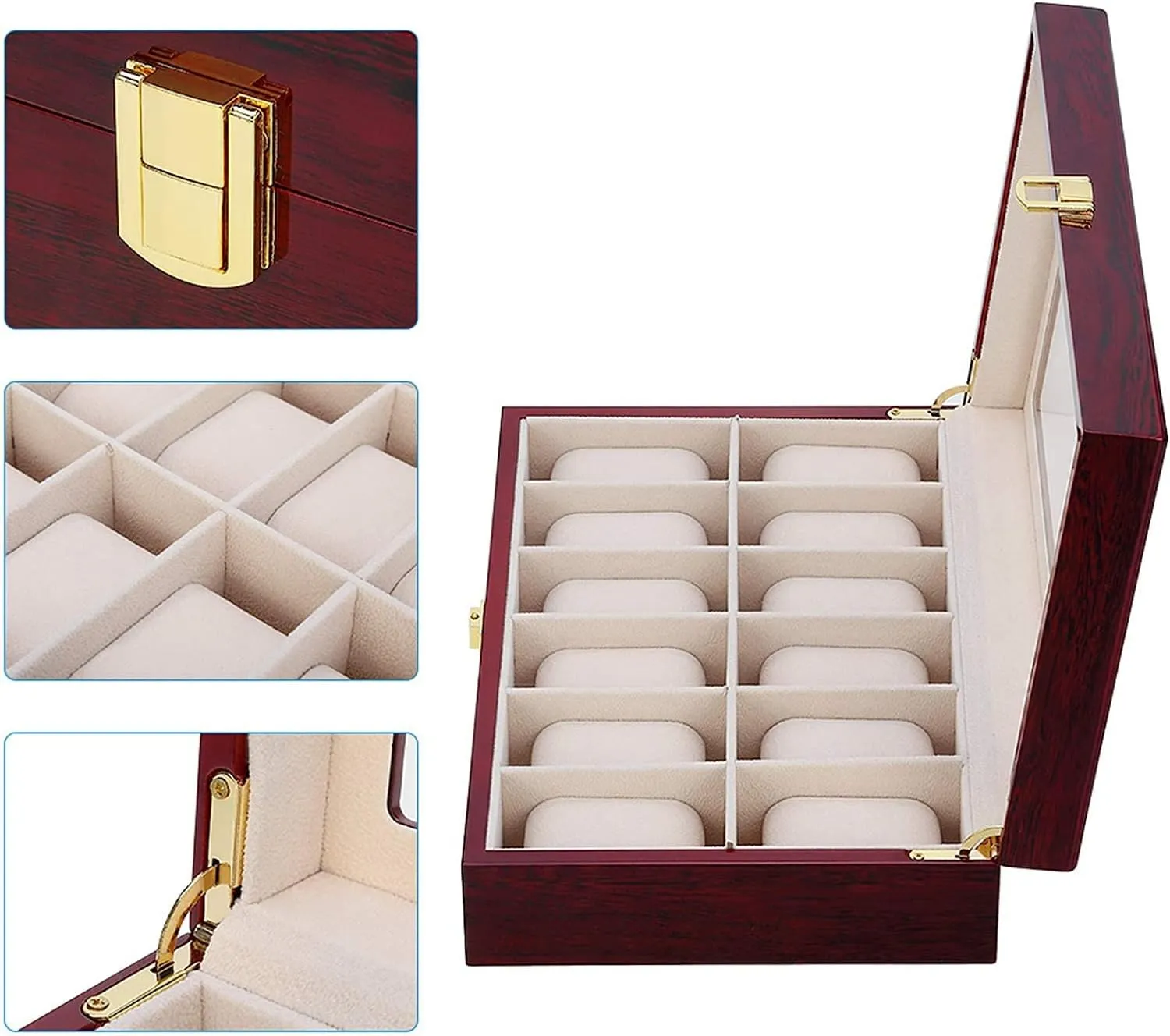 12 Slots Rose Wood Watch Organizer-SA2408-286