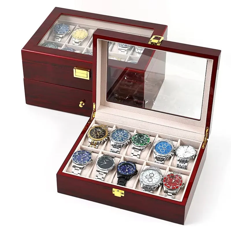 12 Slots Rose Wood Watch Organizer-SA2408-286