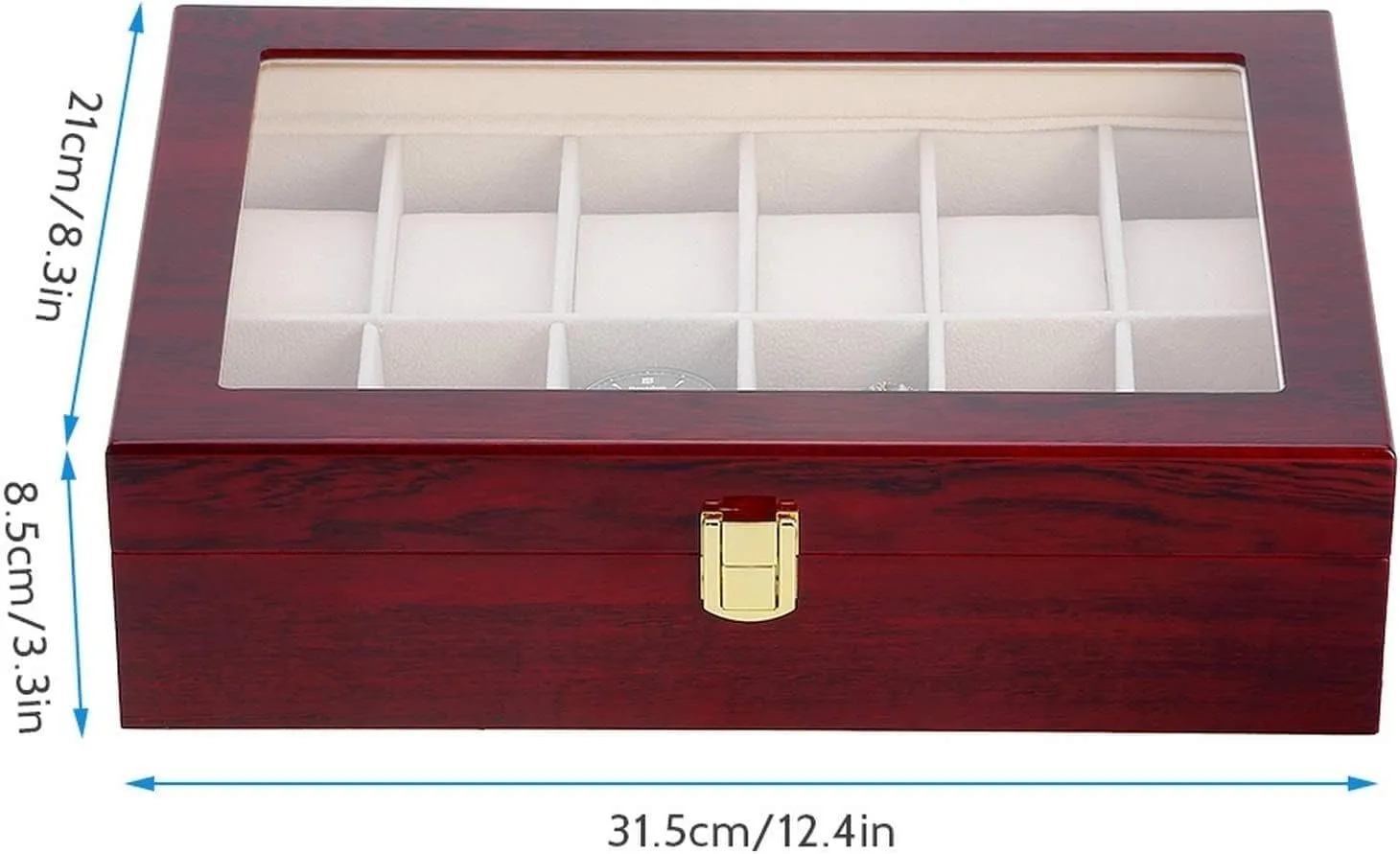 12 Slots Rose Wood Watch Organizer-SA2408-286