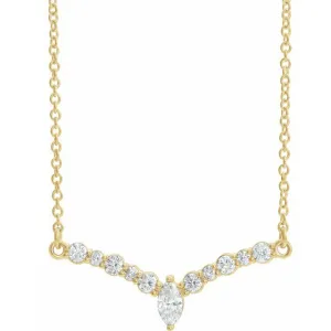 14K Rose 1/3 CTW Diamond 16" "V" Necklace