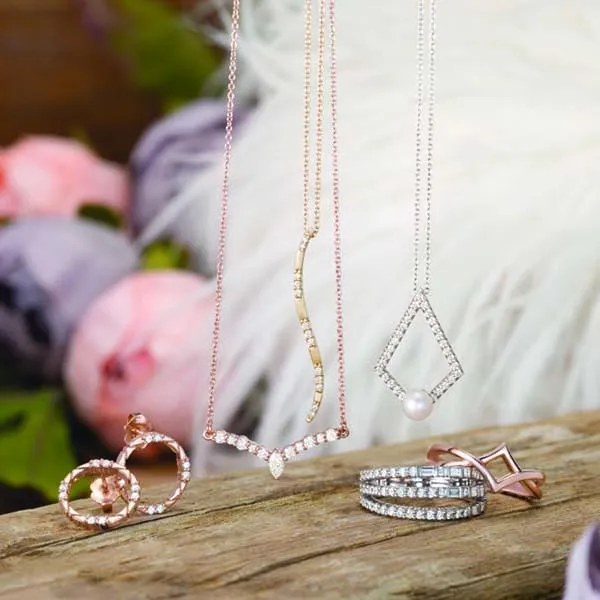 14K Rose 1/3 CTW Diamond 16" "V" Necklace