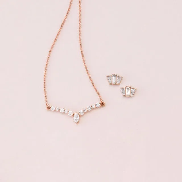 14K Rose 1/3 CTW Diamond 16" "V" Necklace
