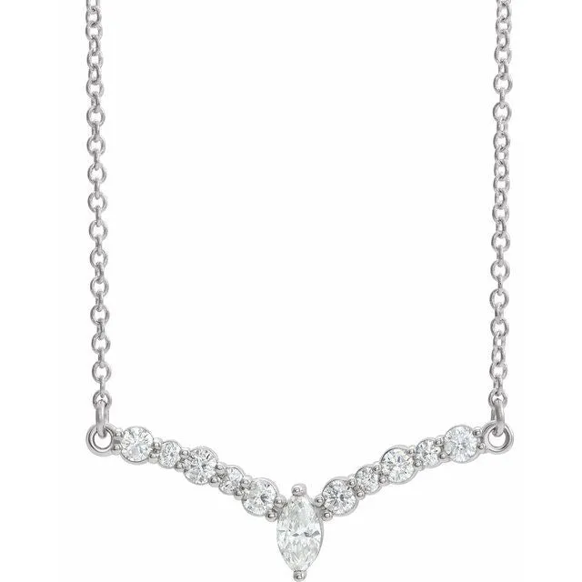 14K Rose 1/3 CTW Diamond 16" "V" Necklace