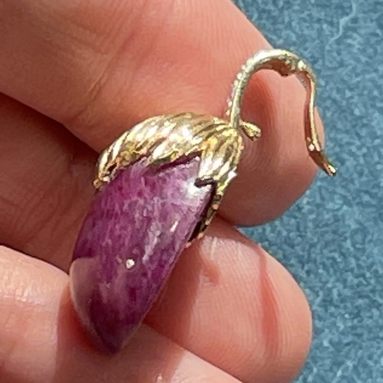 14k Yellow Gold 20 Carat Cabochon Ruby Pendant w Diamond Enhancer Bail