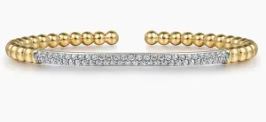 14K Yellow Gold DiamondPave Bar Bujukan Split Bangle