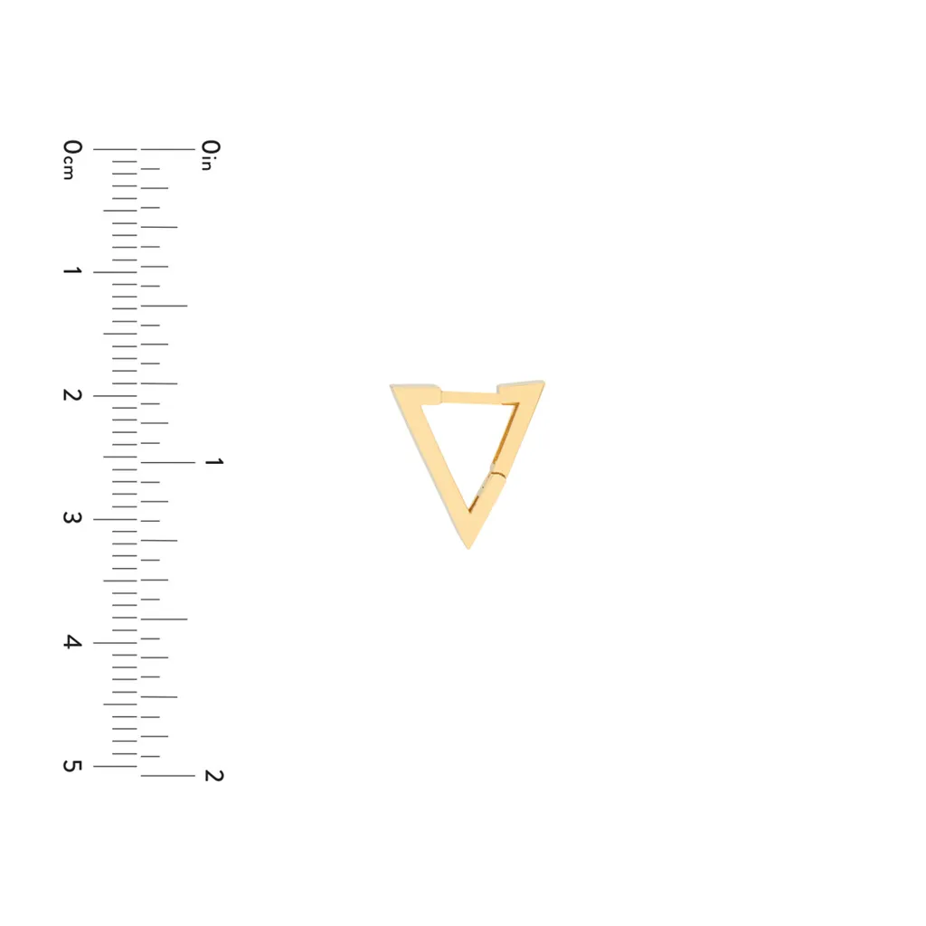 14K Yellow Gold Geometric Triangle Hoop Earrings