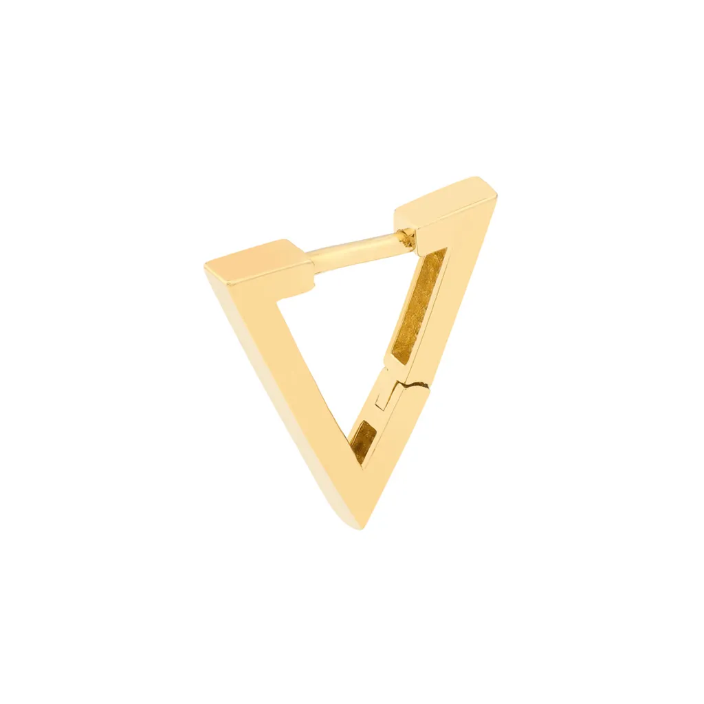 14K Yellow Gold Geometric Triangle Hoop Earrings