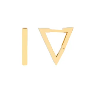 14K Yellow Gold Geometric Triangle Hoop Earrings