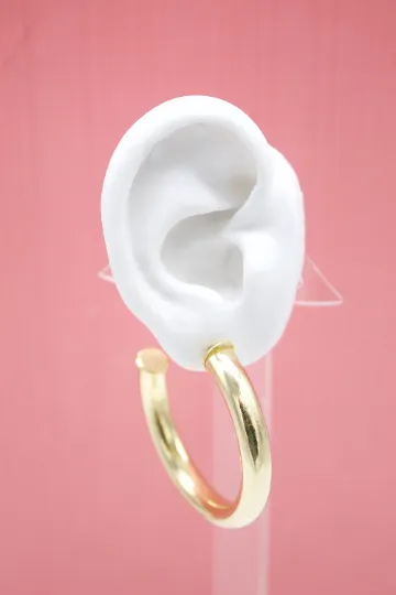 18K Gold Filled 6mm Thick Open Hoop Stud Hoops Earrings For Wholesale Jewelry Supplies & Earring Findings (J57)