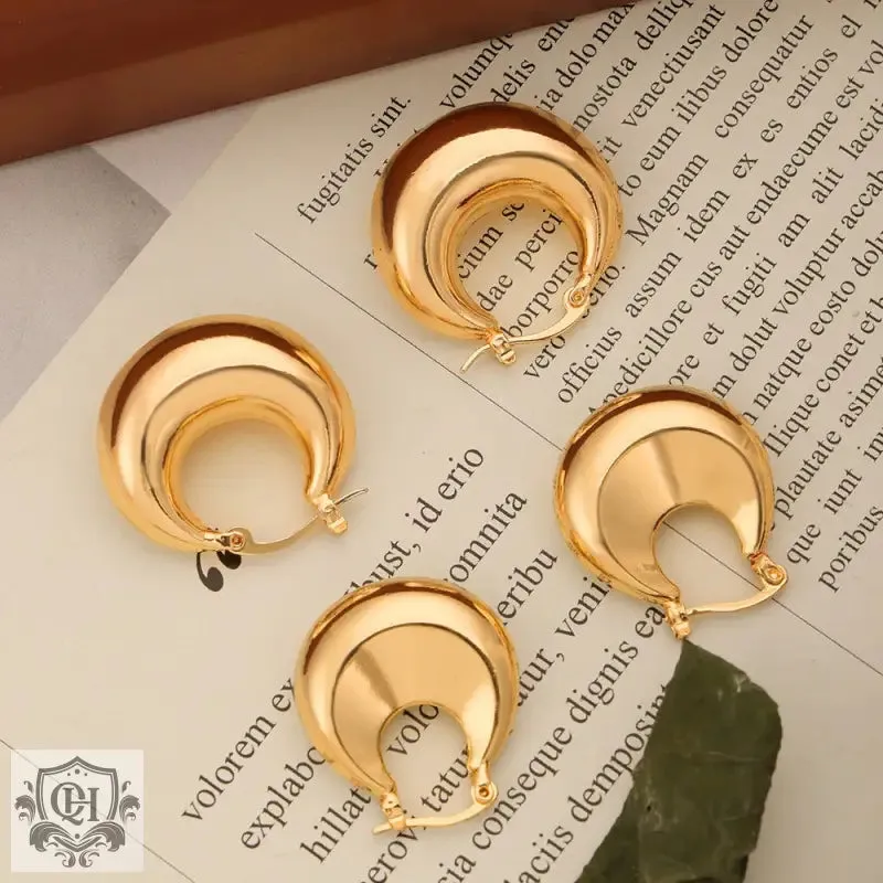 18K gold simple personality U-shaped design earrings