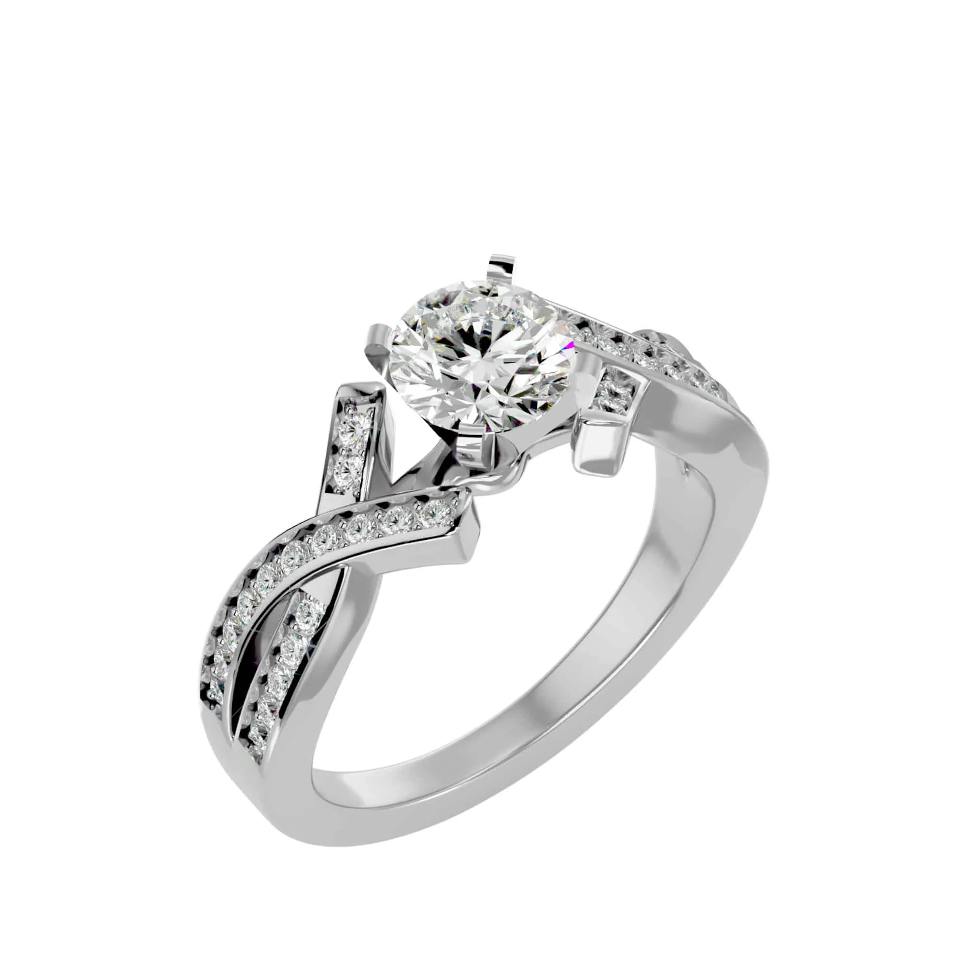 2.18ct Intertwined Solitaire Diamond Engagement Ring
