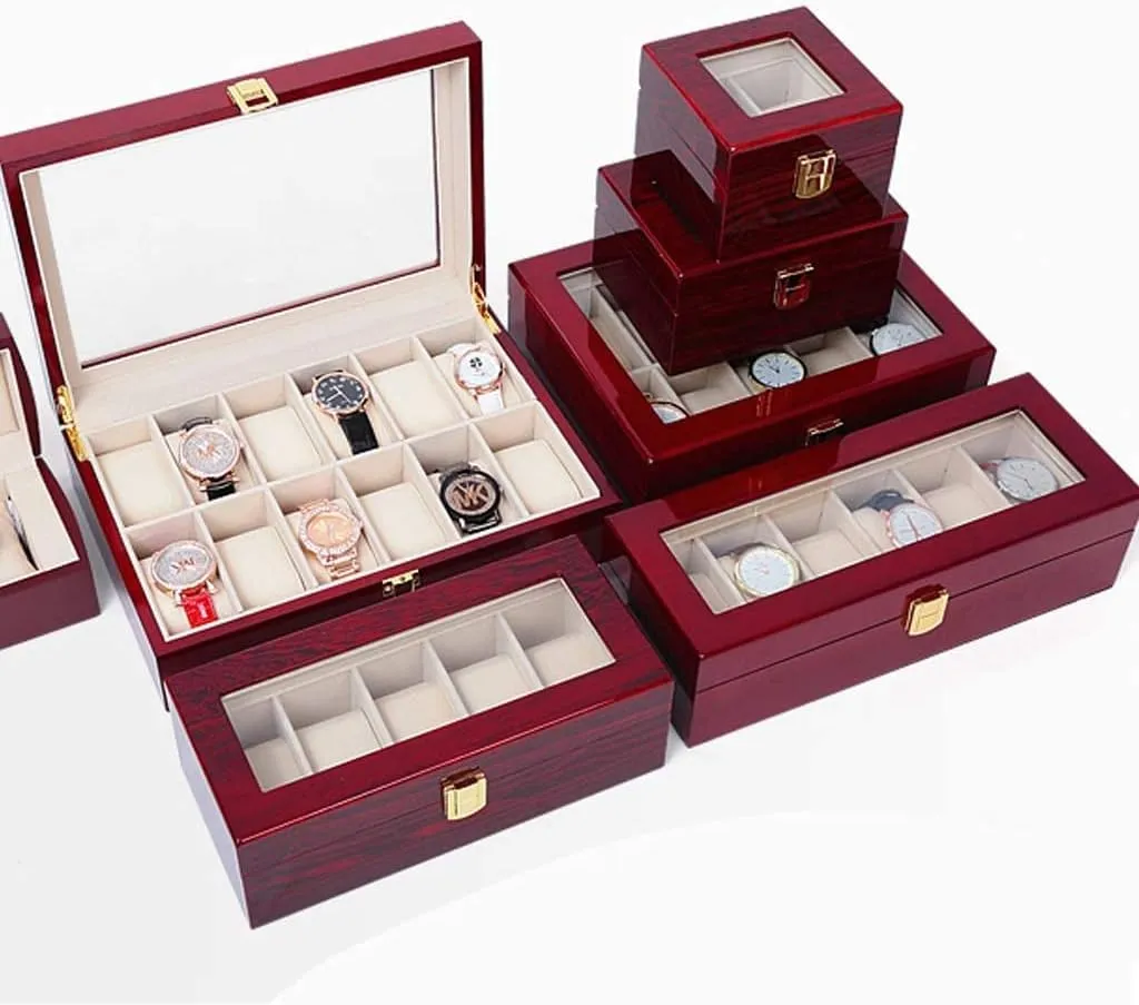 3 Slots Rose Wood Watch Organizer-SA2408-287