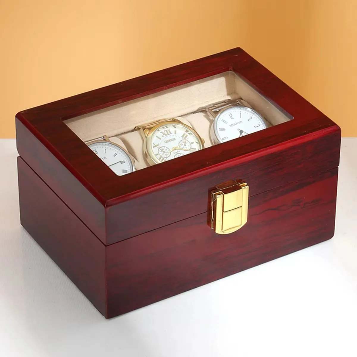 3 Slots Rose Wood Watch Organizer-SA2408-287
