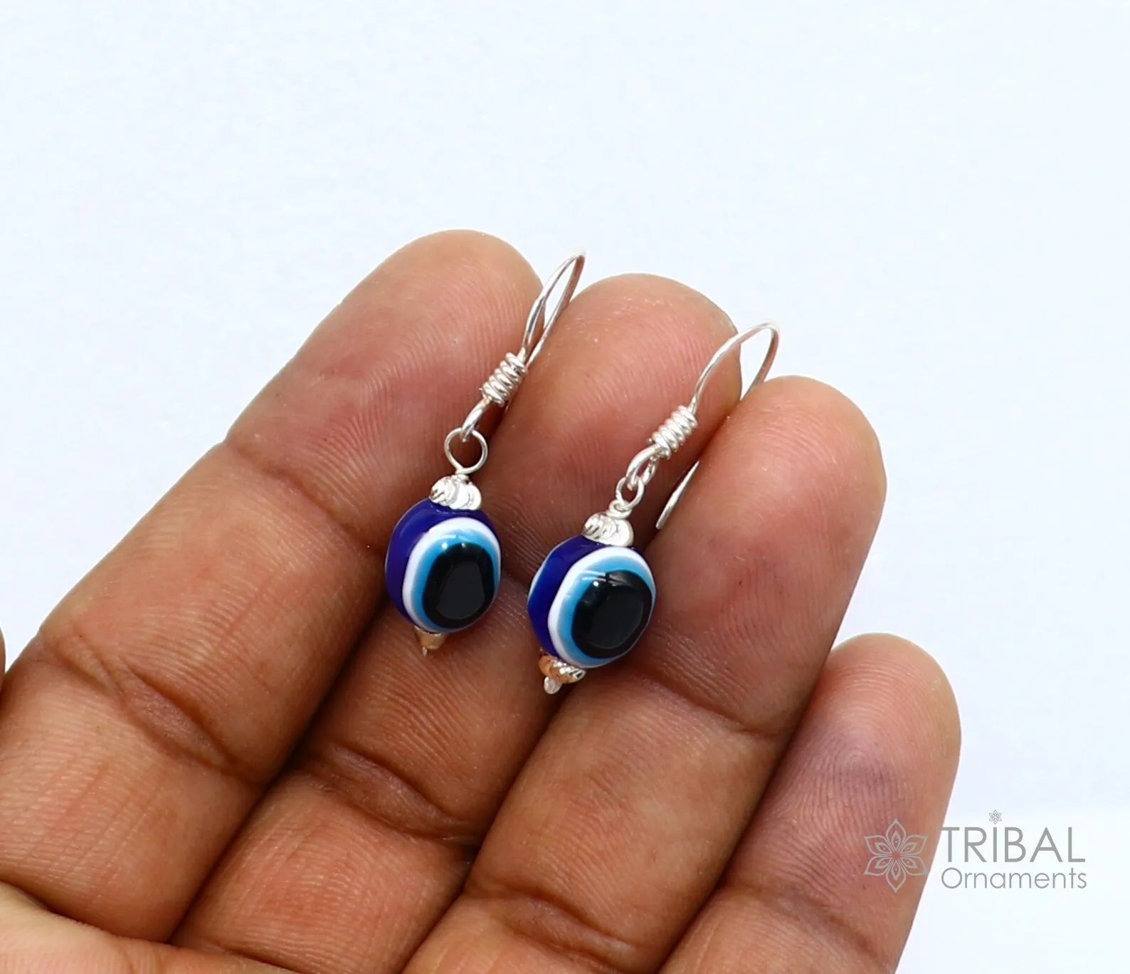925 Sterling silver evil eye handmade hoops earring amazing customized drop dangle evil eyes jewelry for girl's s1162