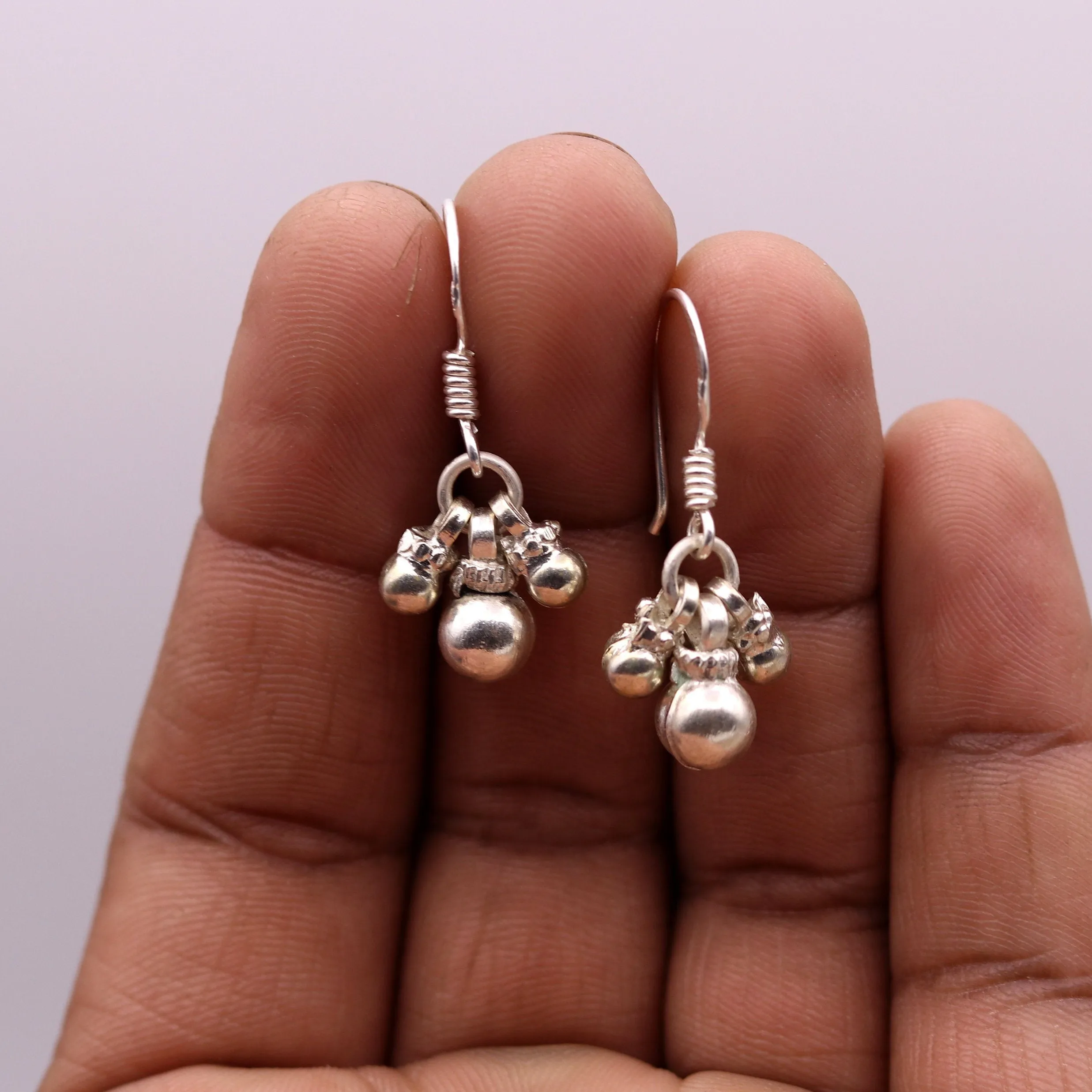 925 sterling silver handmade gorgeous hoops earrings, bells earrings amazing stylish modern hoop earrings for belly dance jewelry s491