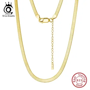 925 Sterling Silver Simple Bone Chain Short Necklace for Women