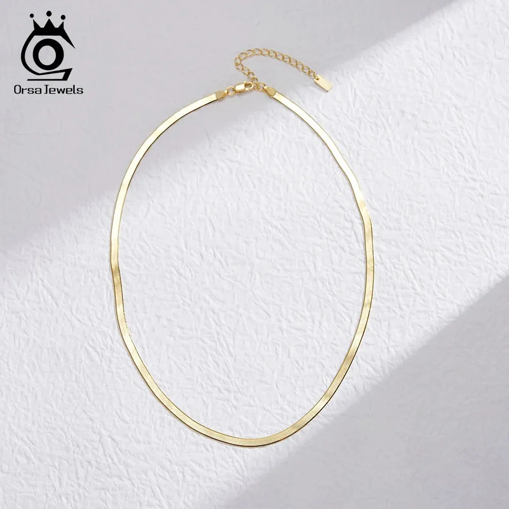 925 Sterling Silver Simple Bone Chain Short Necklace for Women