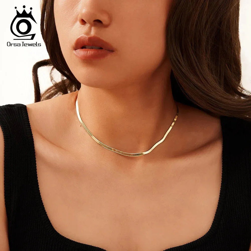 925 Sterling Silver Simple Bone Chain Short Necklace for Women