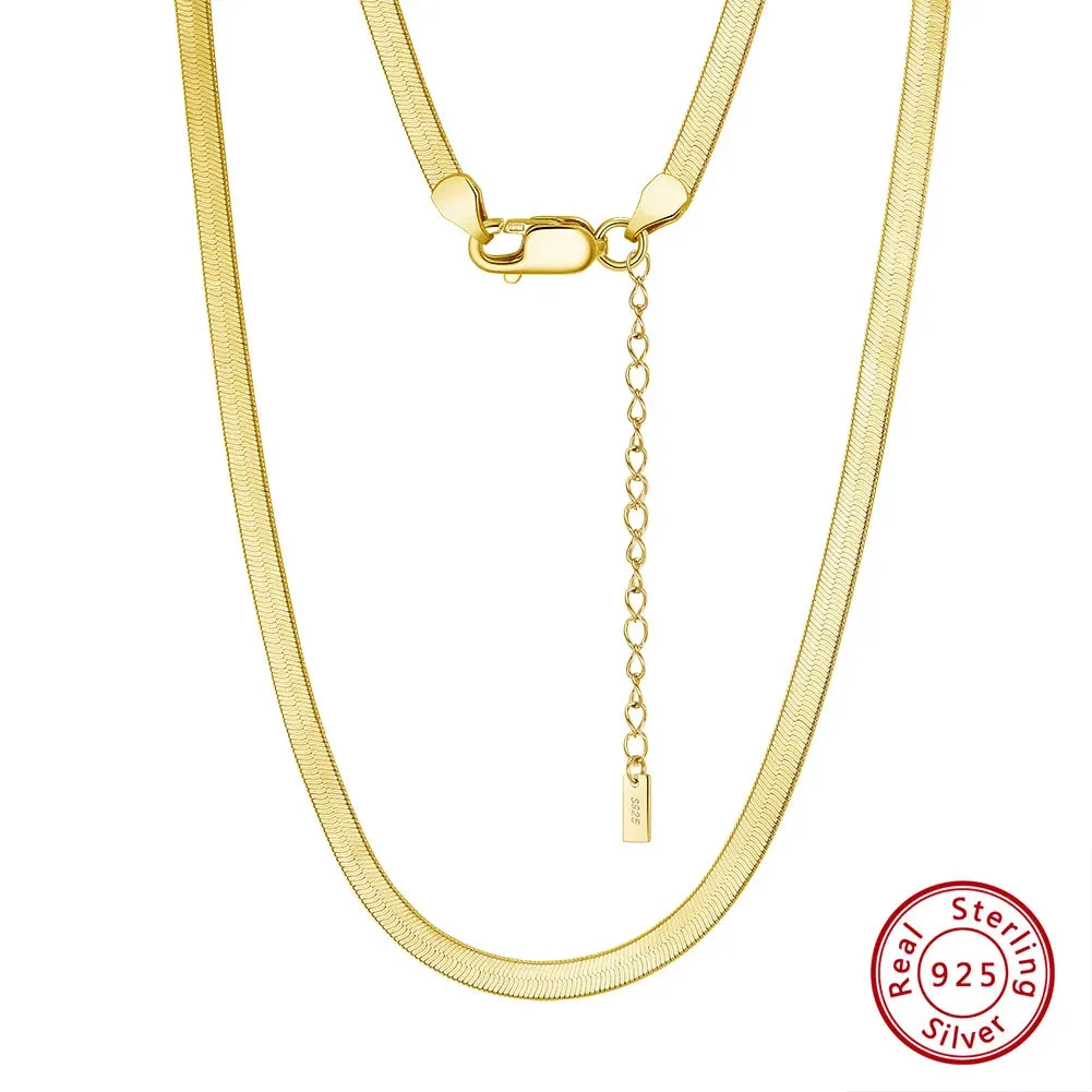 925 Sterling Silver Simple Bone Chain Short Necklace for Women