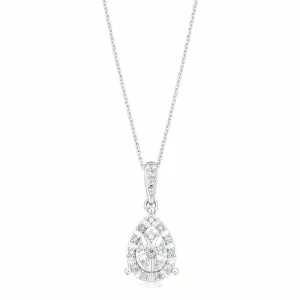9ct White Gold Round Brilliant Cut 0.10 CARAT tw of Diamonds Pendant