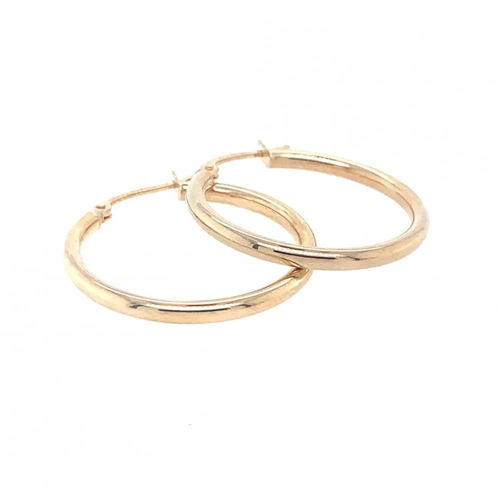 9ct Yellow Gold Round Plain Hoops