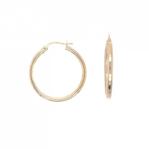 9ct Yellow Gold Round Plain Hoops