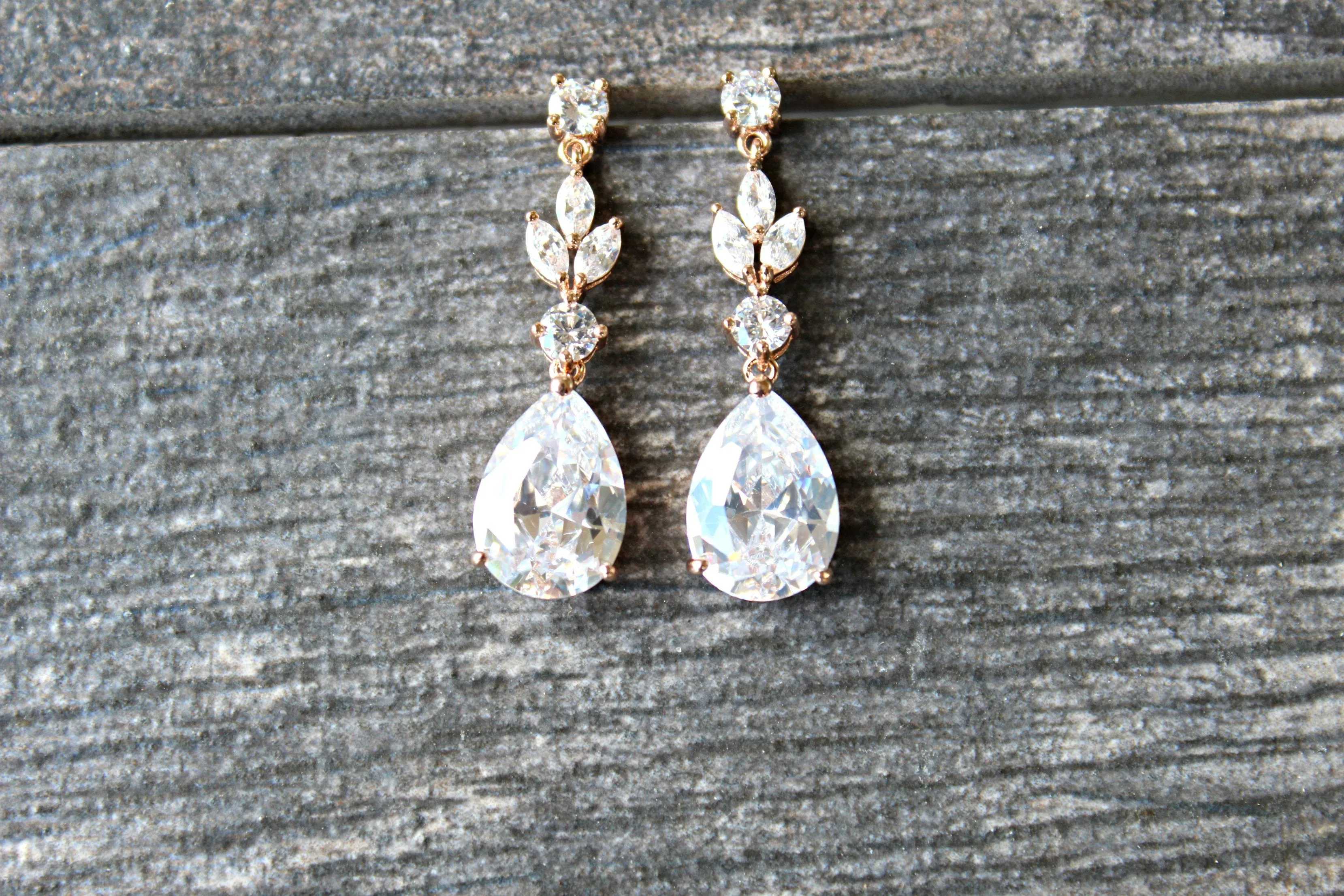 ADELIE Gold Simulated Diamond Necklace and Earrings Set
