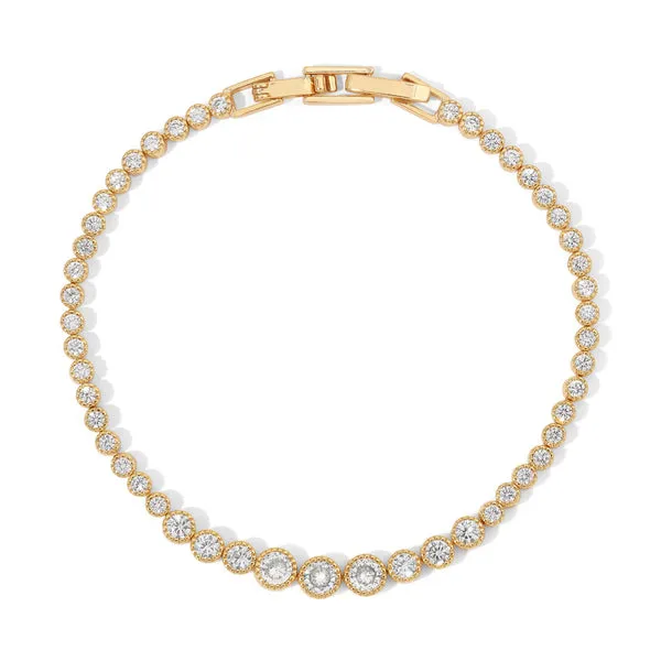 Alexandria Graduated Tennis Bracelet in Gold and Clear Cubic Zirconia - Joy Dravecky