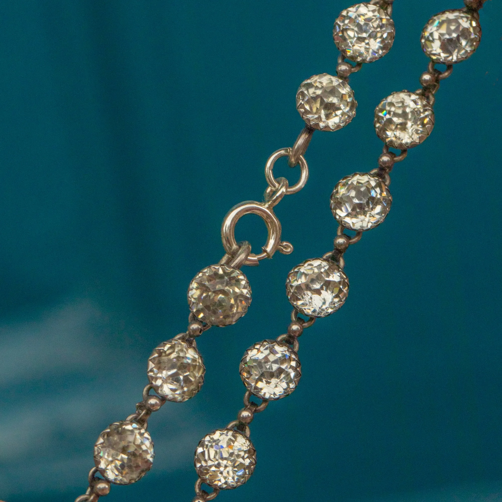 Antique Silver Paste Riviere Necklace