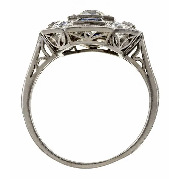Art Deco Diamond & Sapphire Ring, 0.53ct.