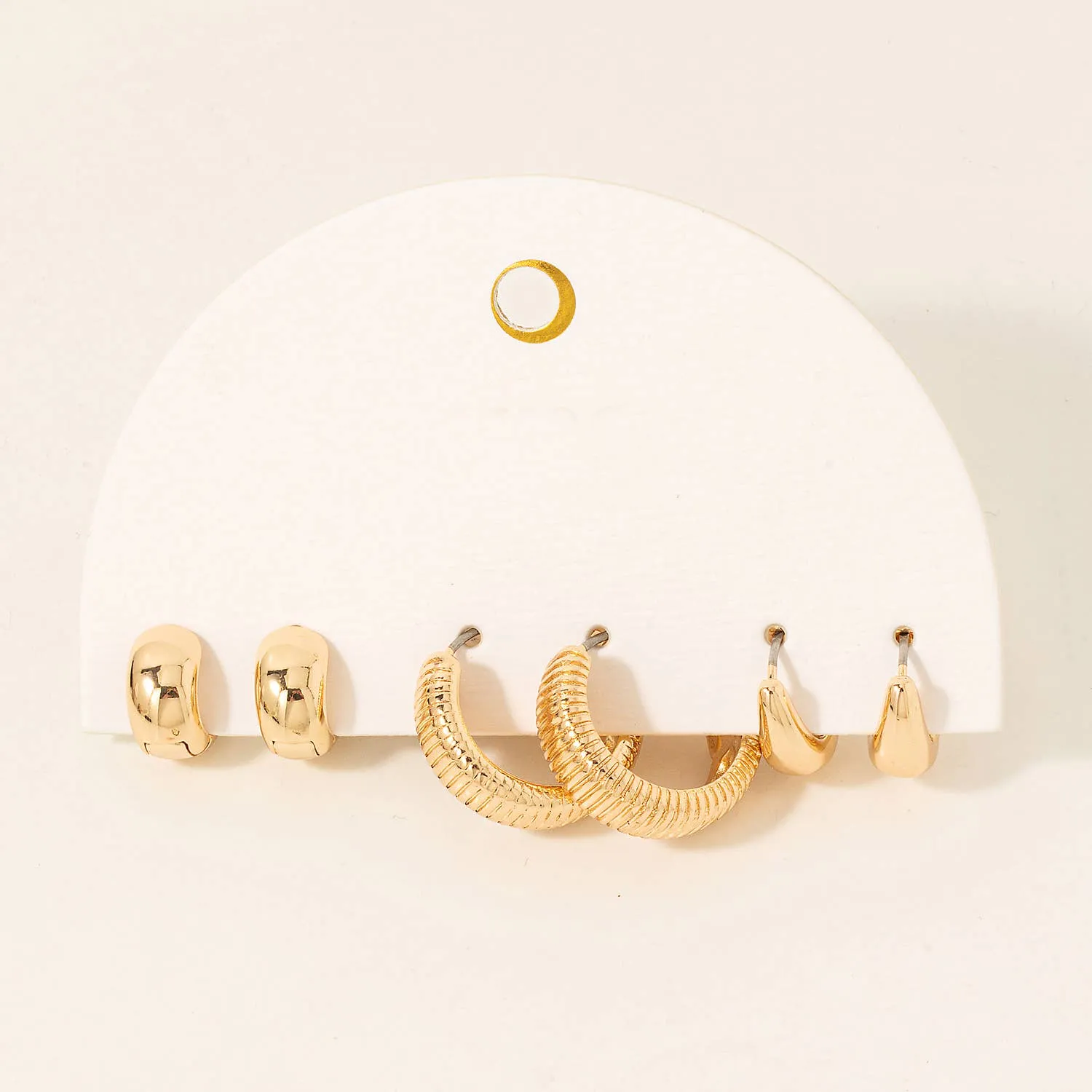Assorted 3Pc Metallic Hoop Earrings Set