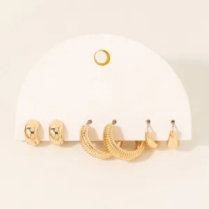Assorted 3Pc Metallic Hoop Earrings Set