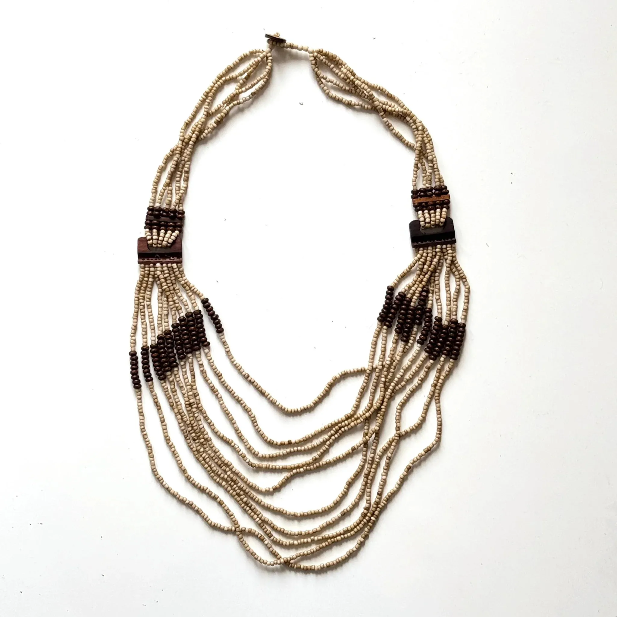 Beaded Necklace with Wooden Detail