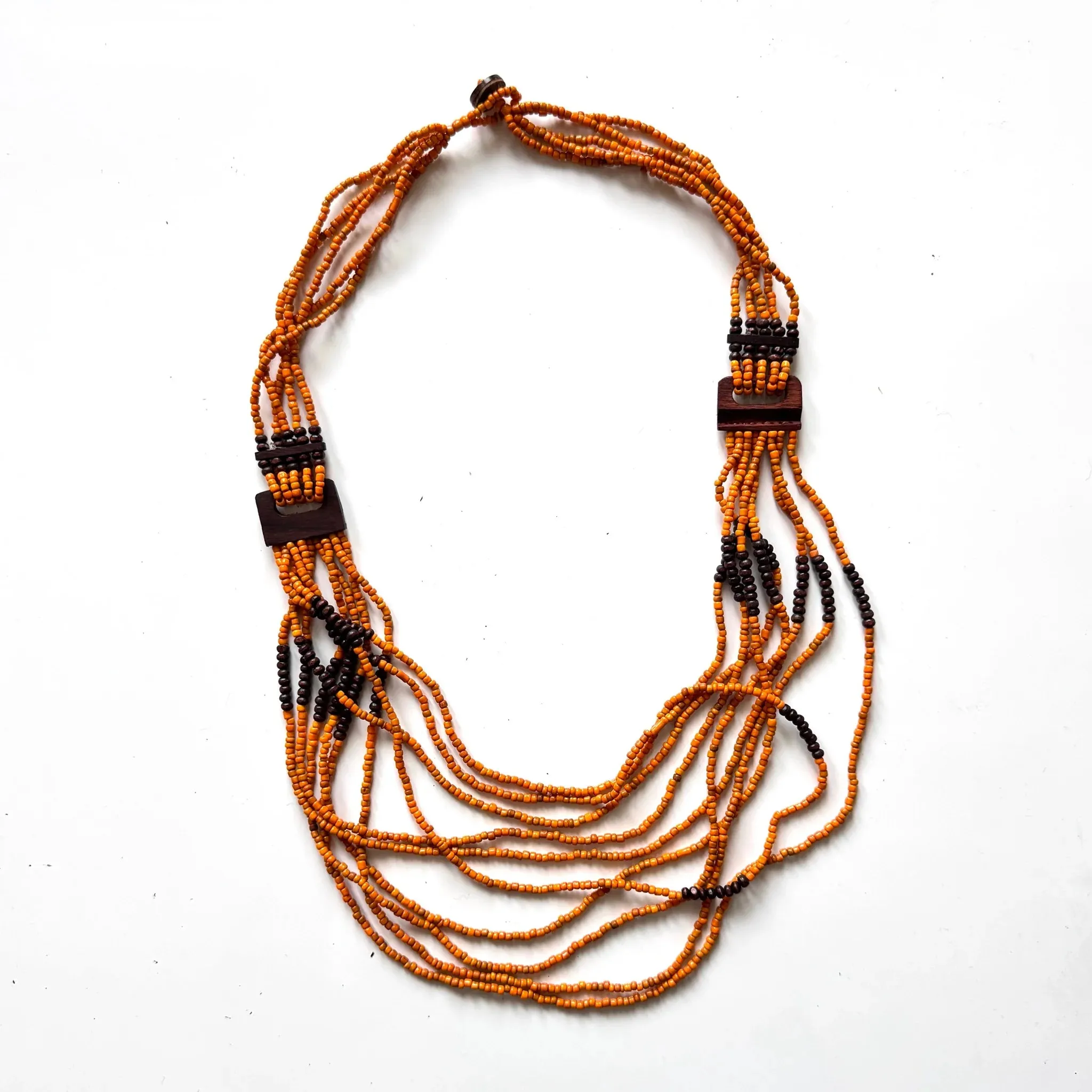 Beaded Necklace with Wooden Detail