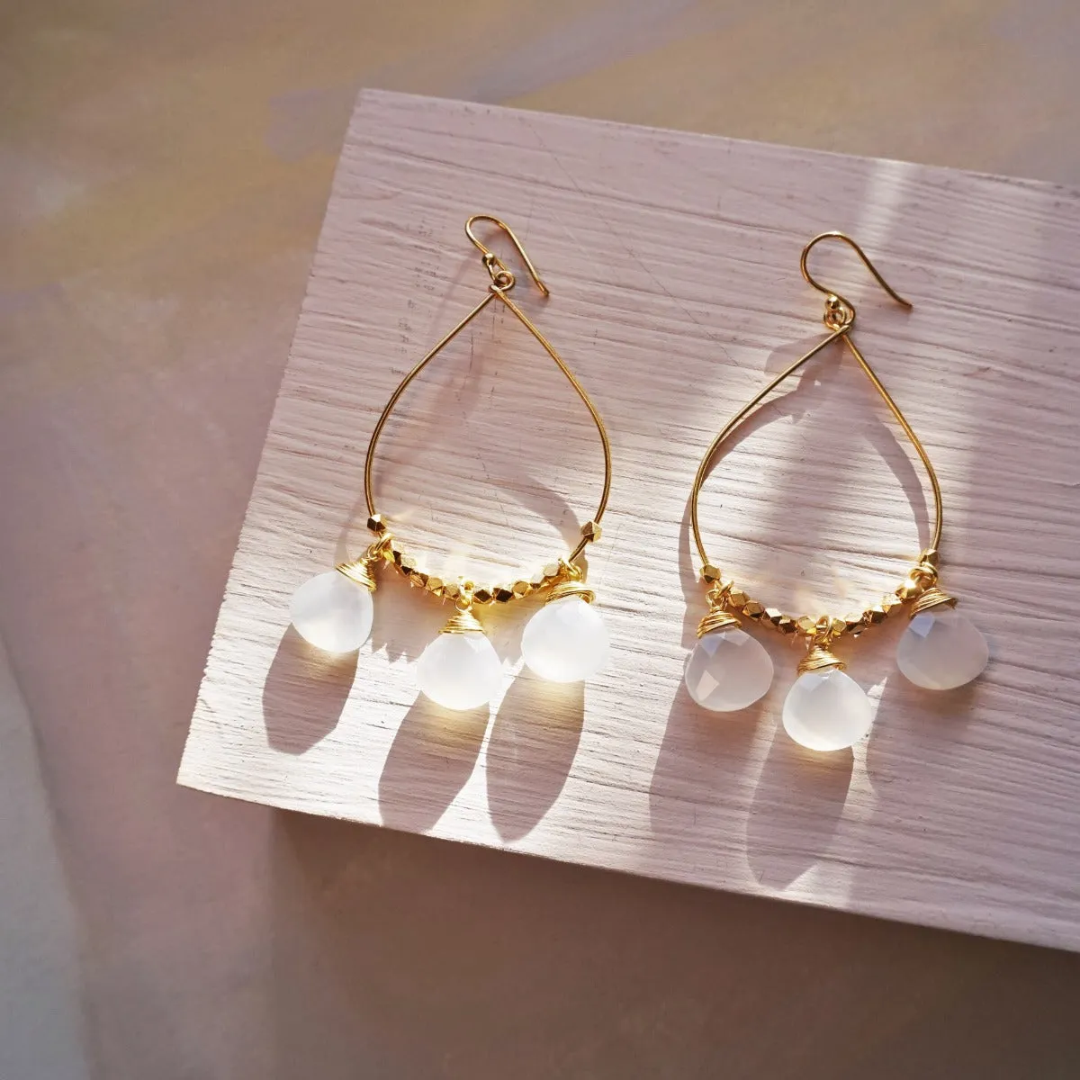 Bella White Chalcedony Earrings
