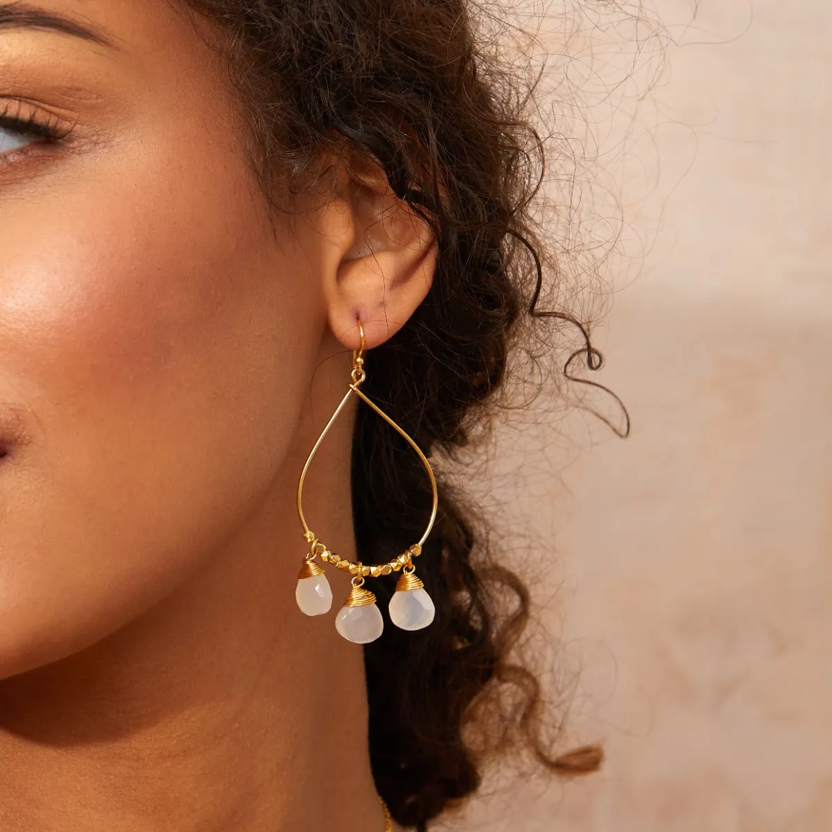 Bella White Chalcedony Earrings