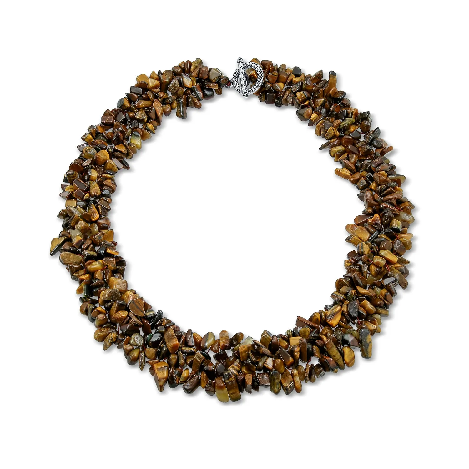 Big Gemstones Chips Cluster Bib Multi Strand Statement Necklace