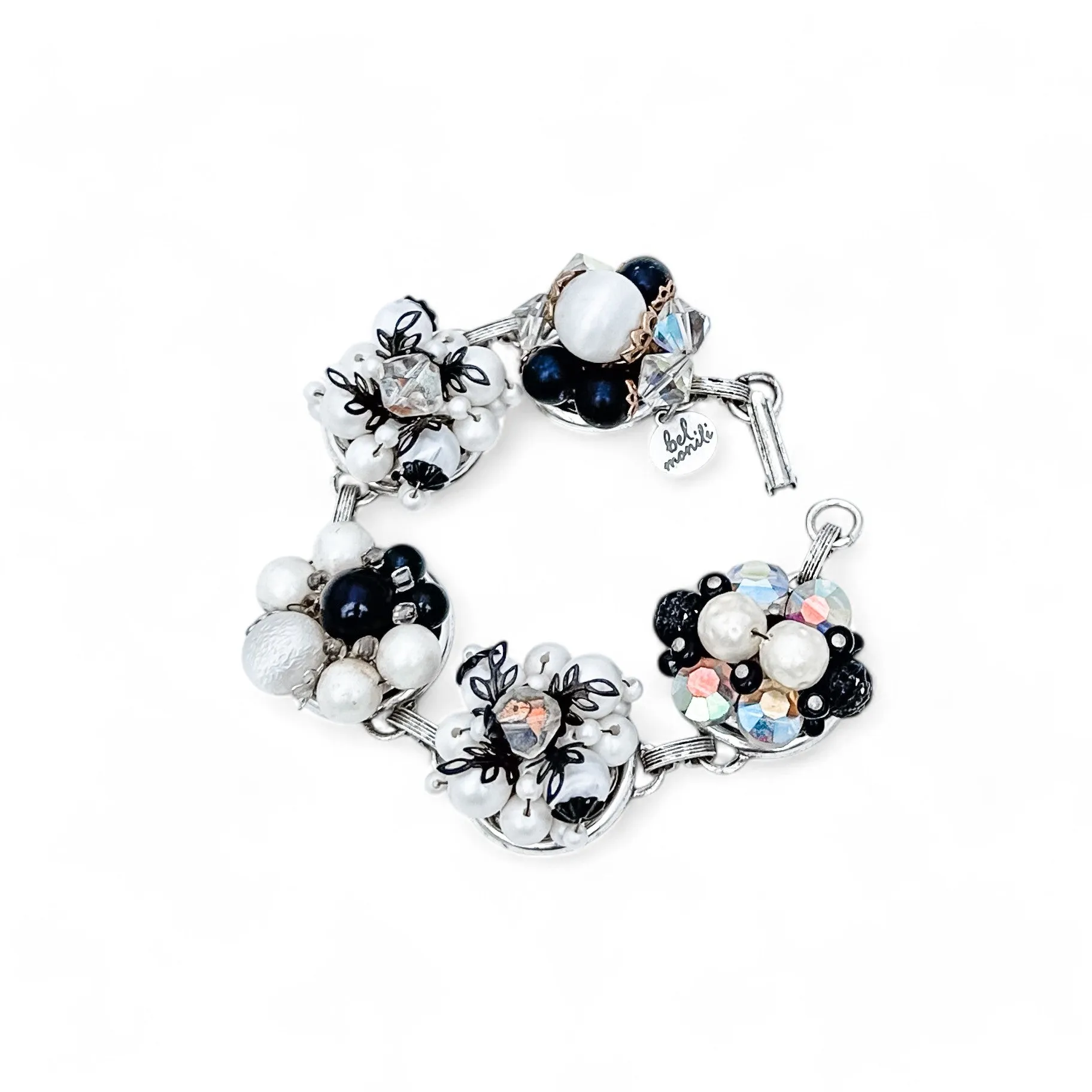 Black and White Vintage Cluster Bracelet