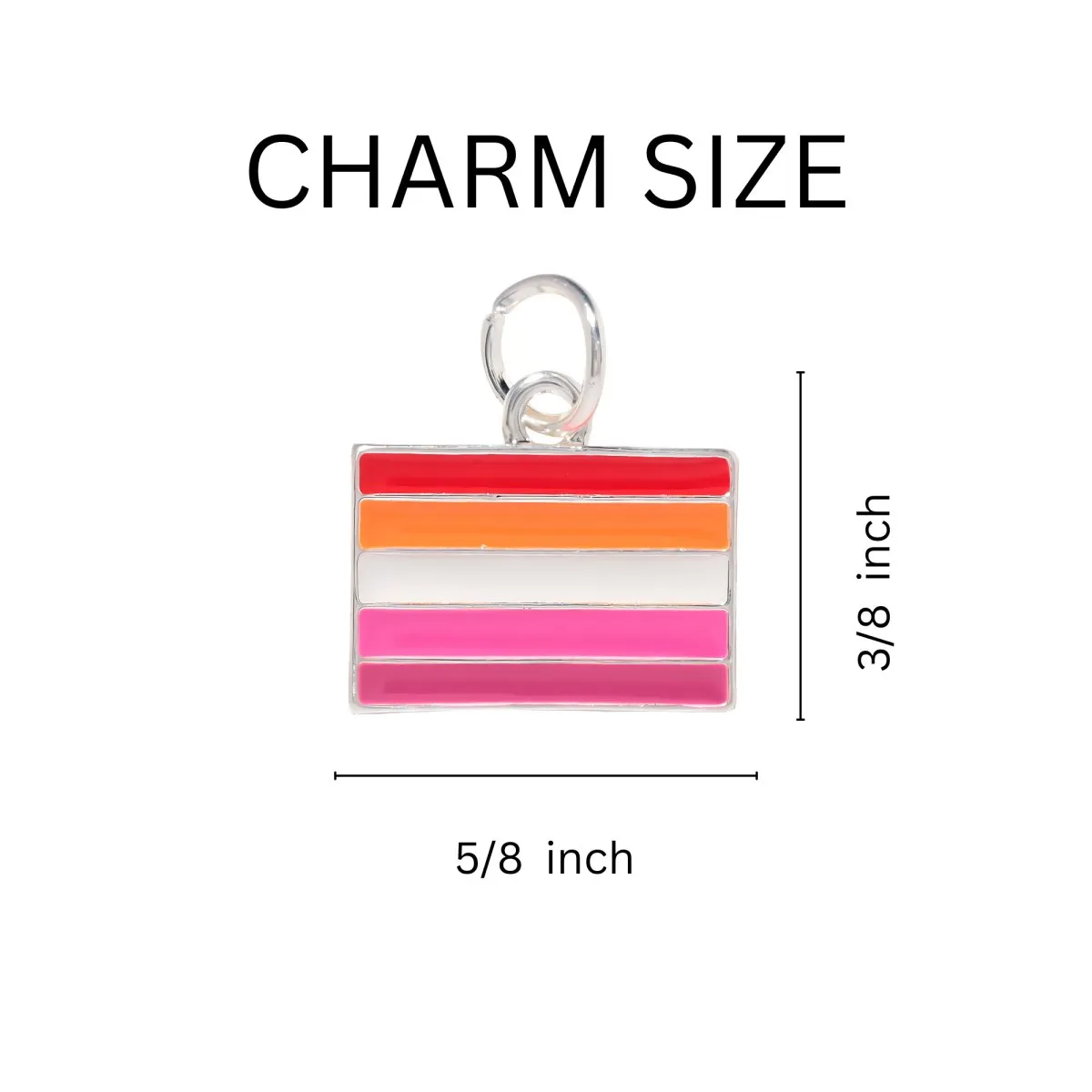 Black Cord Rectangle Sunset Lesbian Flag Charm Necklace