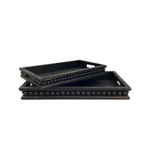 Black Rectangle Beaded Tray