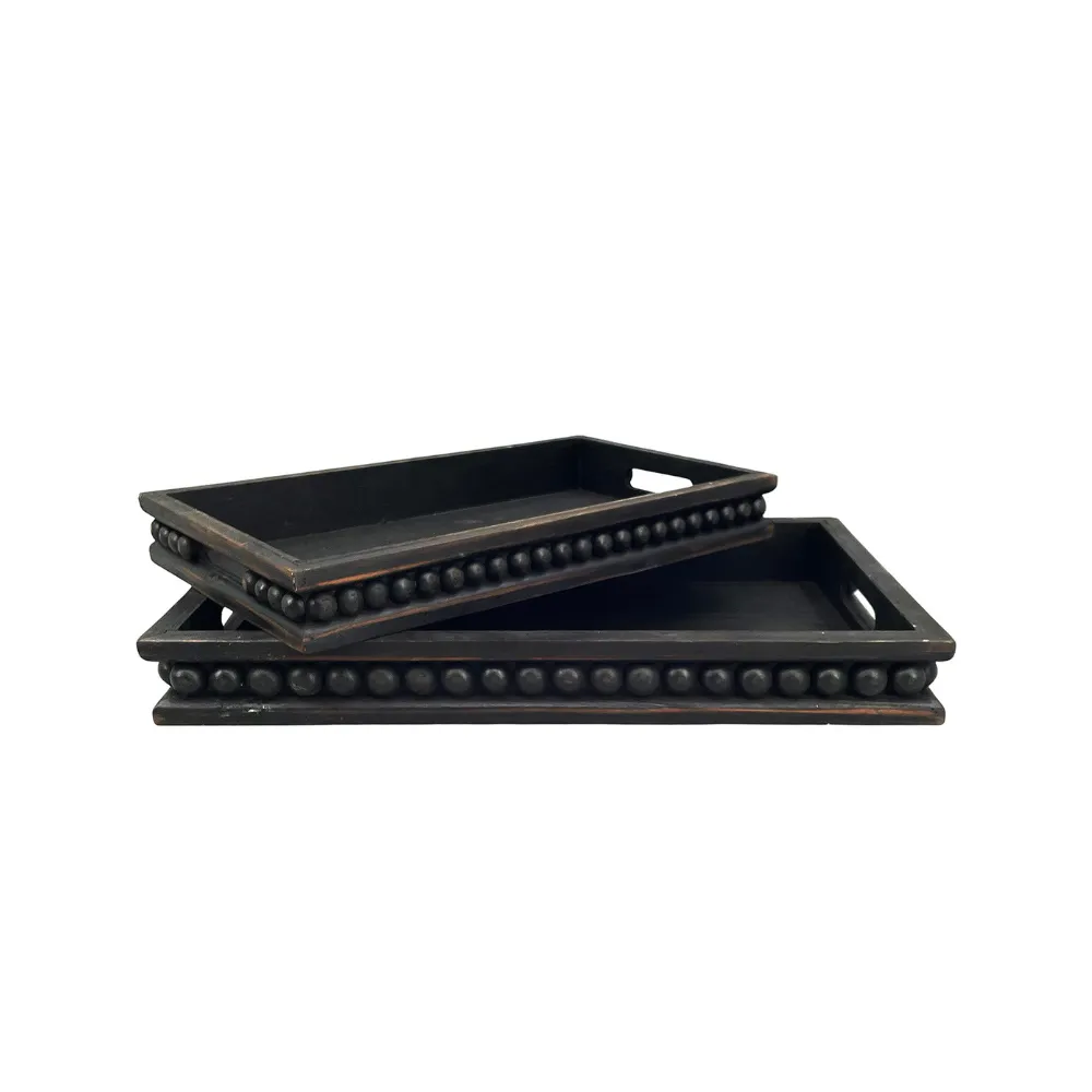 Black Rectangle Beaded Tray