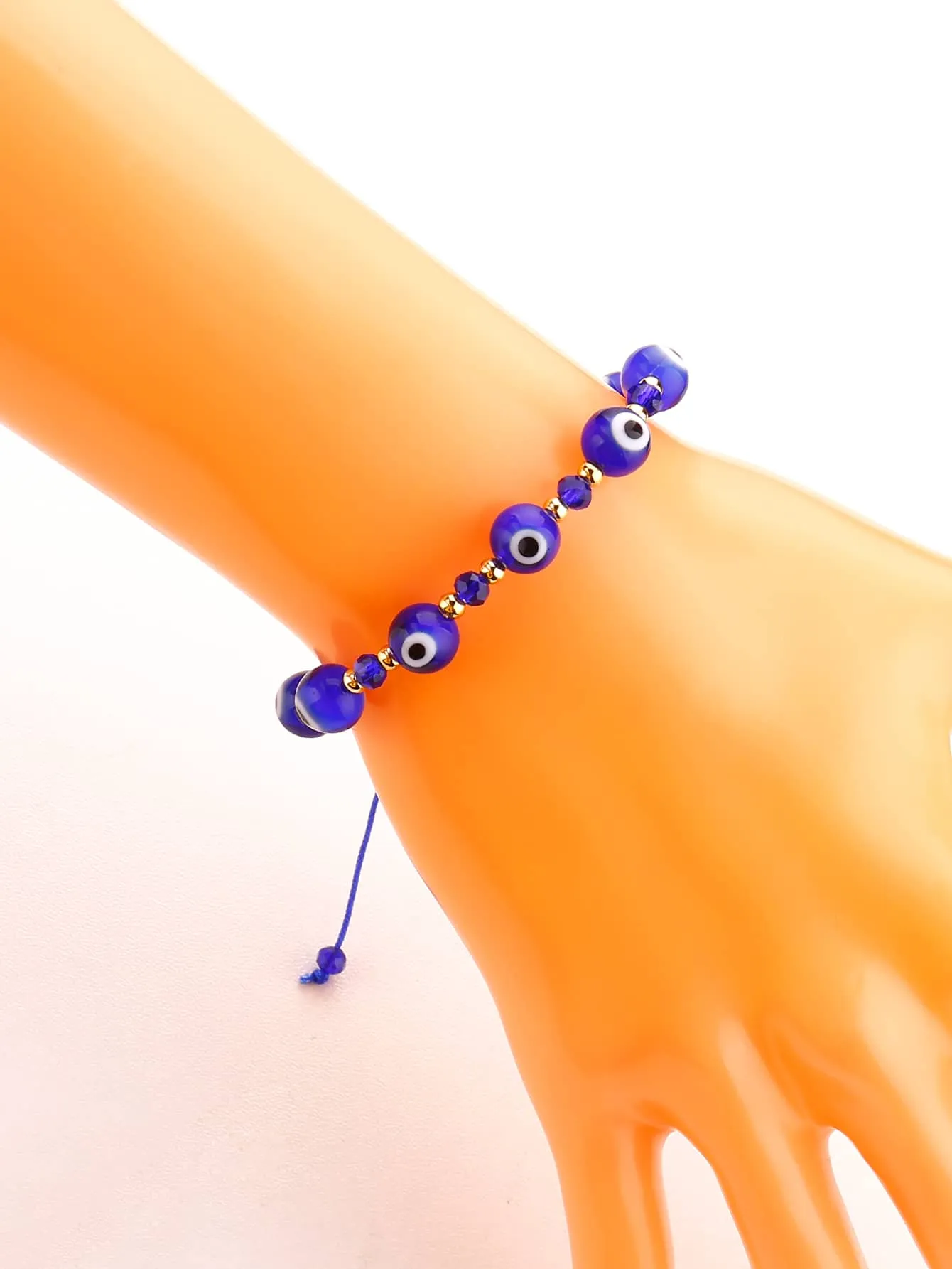 Blue String Evil Eye Decor Beaded Bracelet Boho Crafted Creative Beads