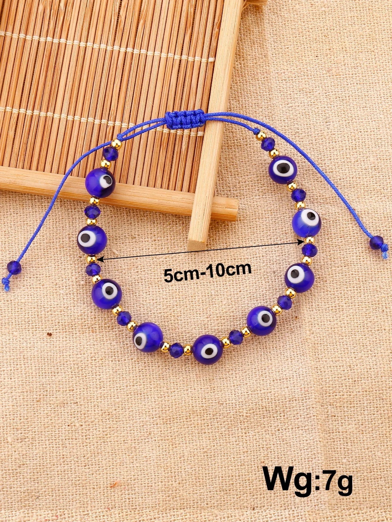 Blue String Evil Eye Decor Beaded Bracelet Boho Crafted Creative Beads