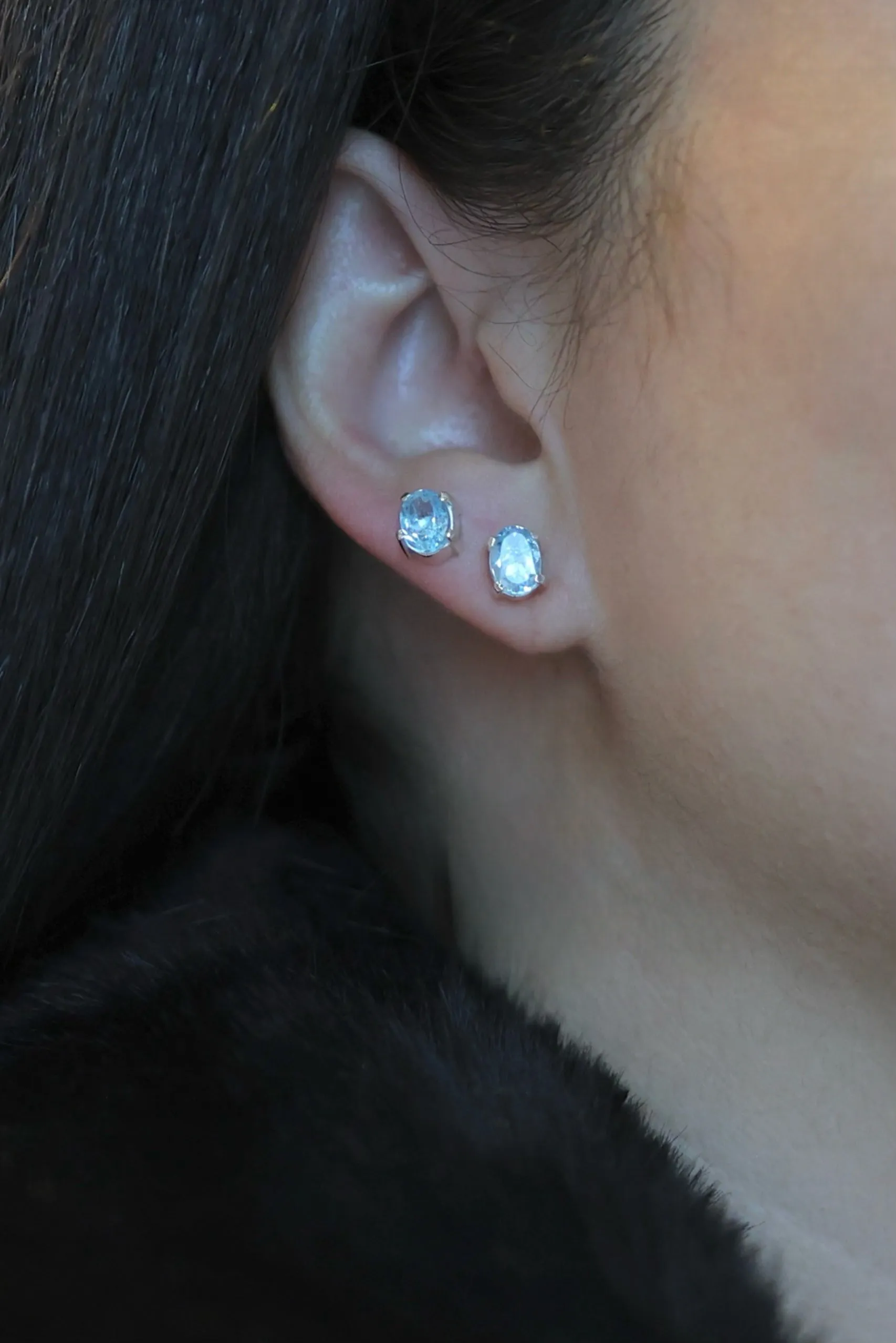 Blue Topaz Minimalist Earrings