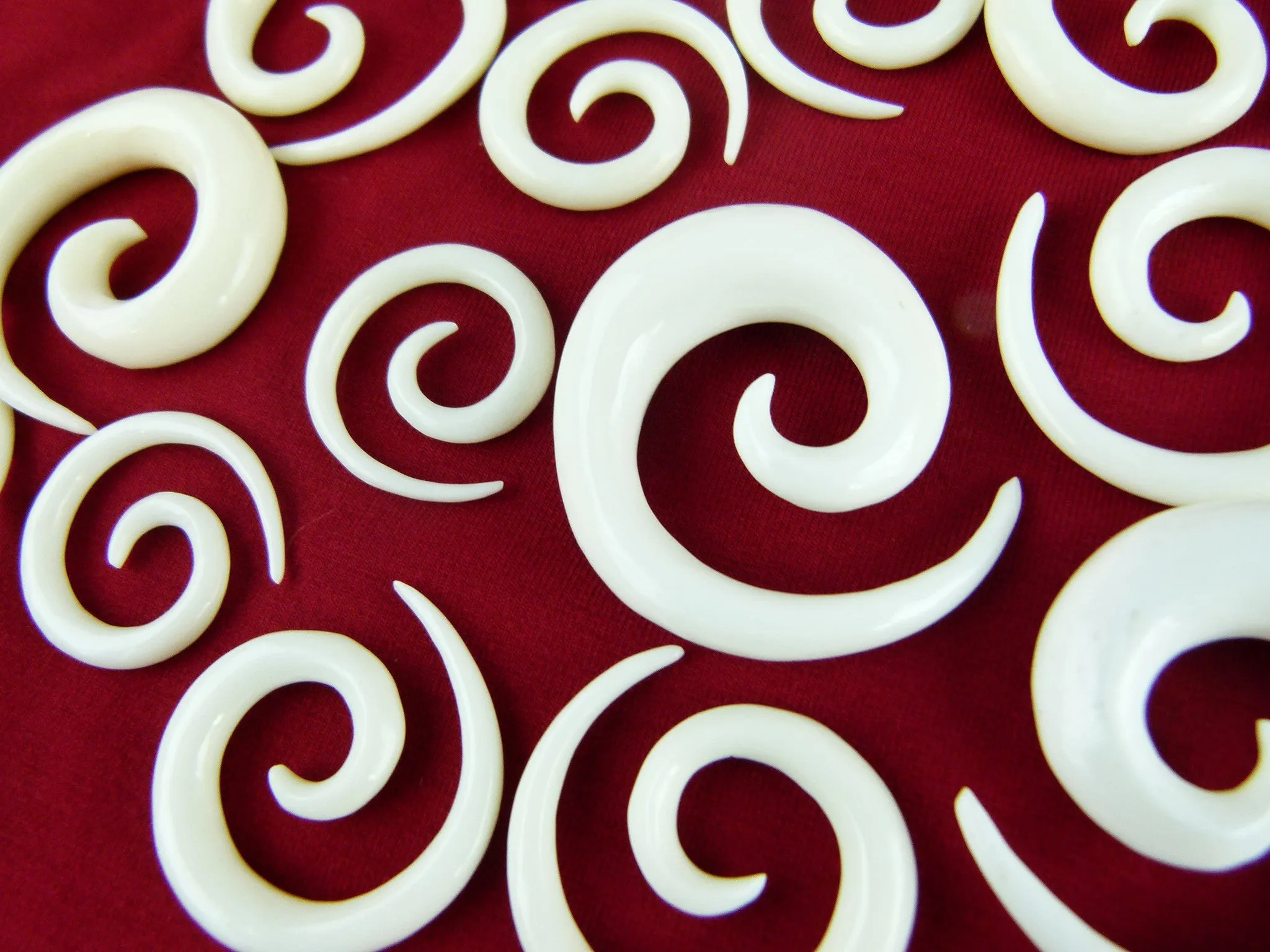 Bone Hanging Ear Spirals (Pair) - C042
