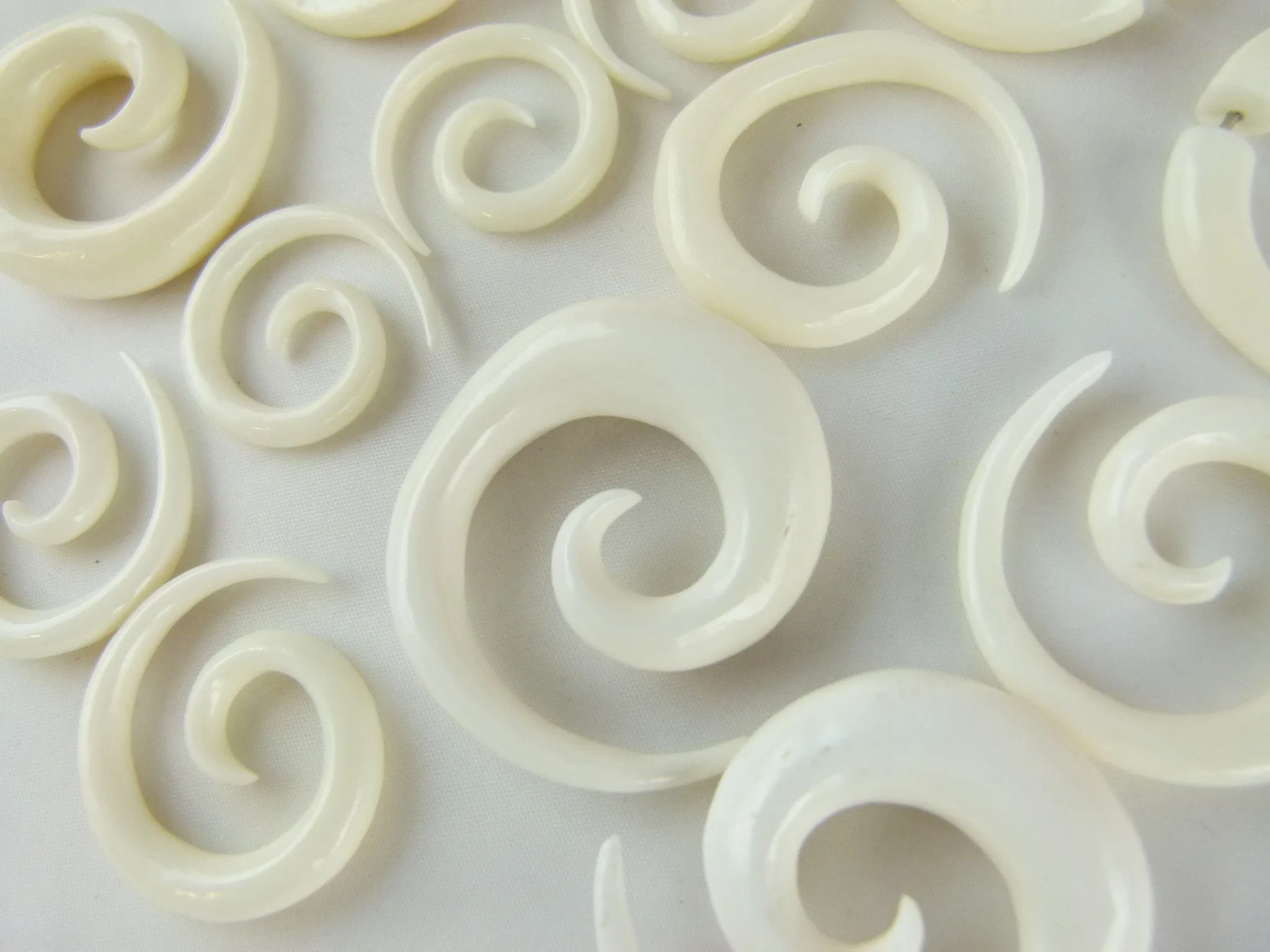 Bone Hanging Ear Spirals (Pair) - C042