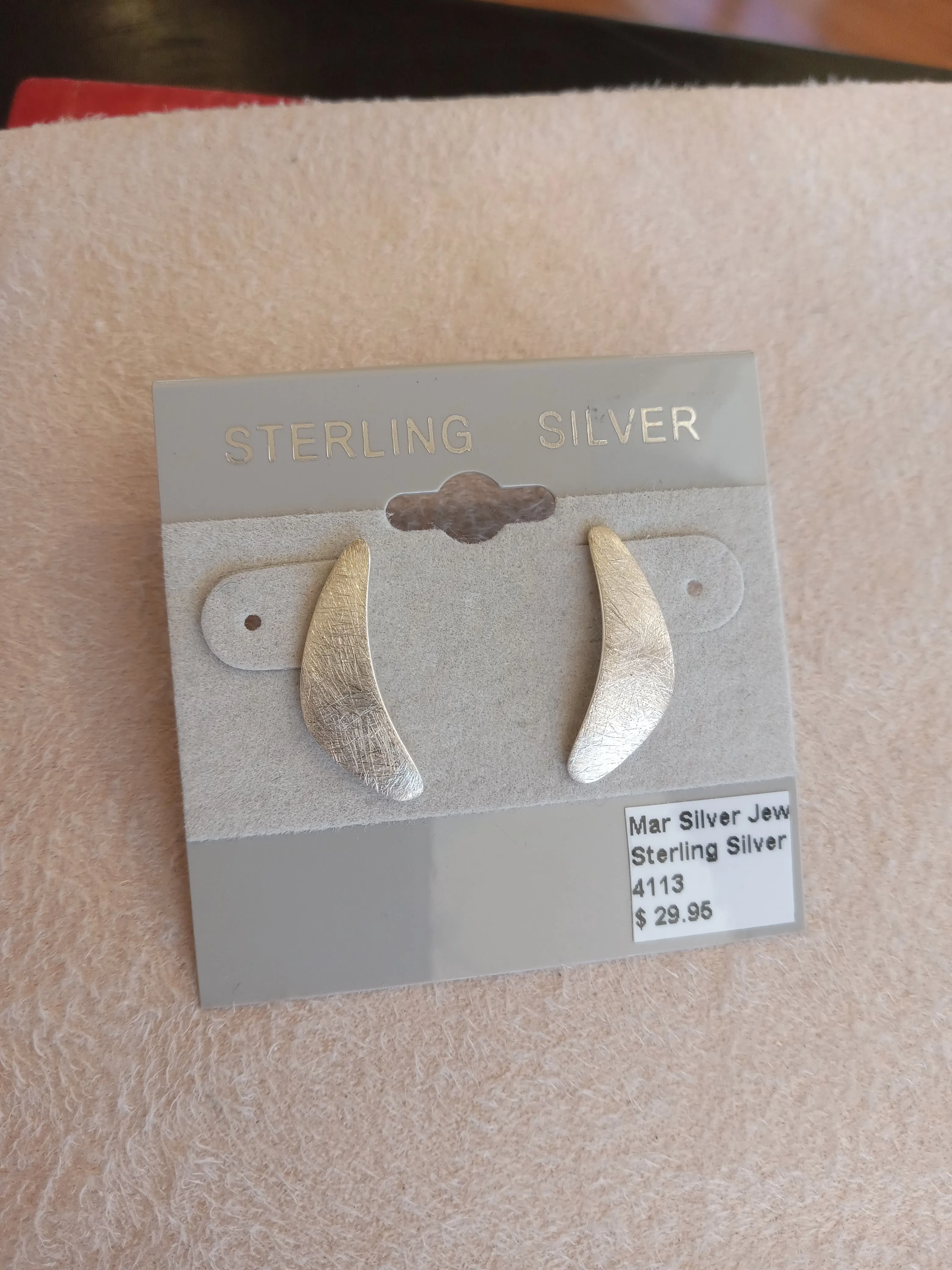 Brushed Comma Post Earrings