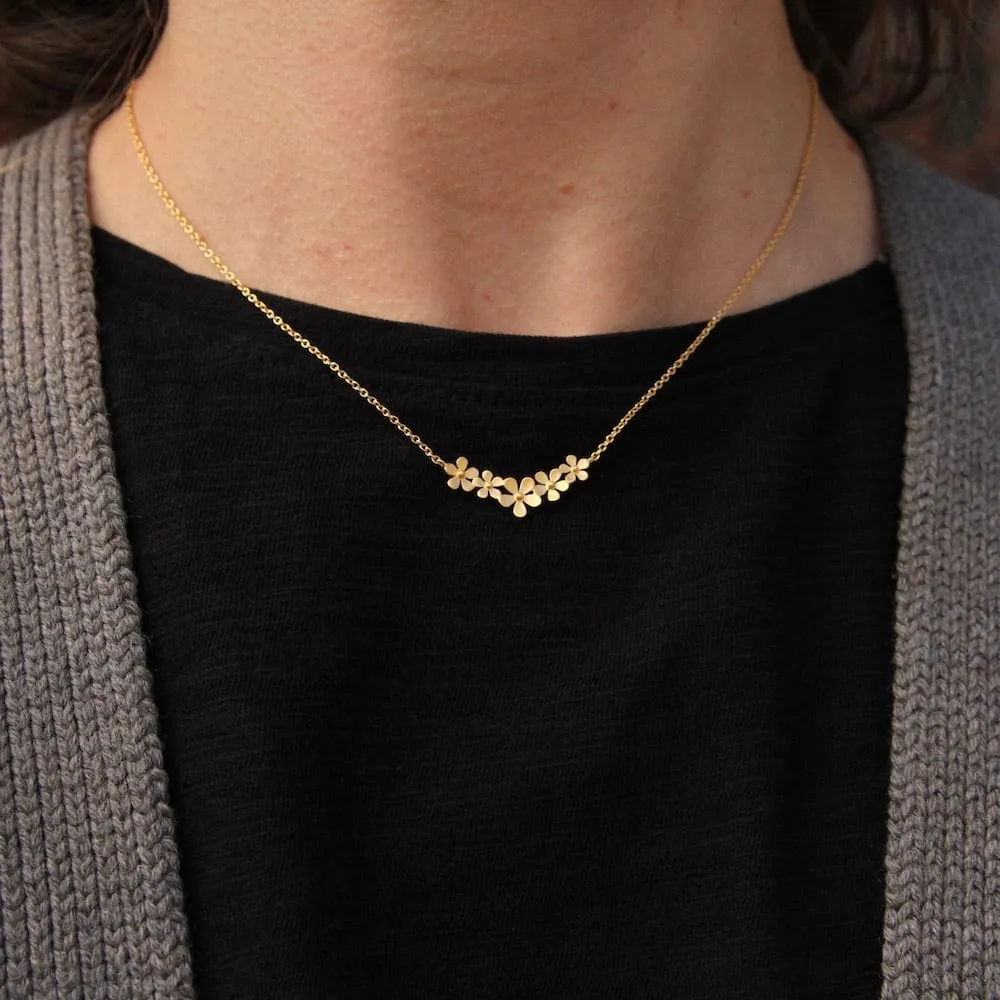 Brushed Gold Vermeil Curve of Forget-Me-Not Necklace
